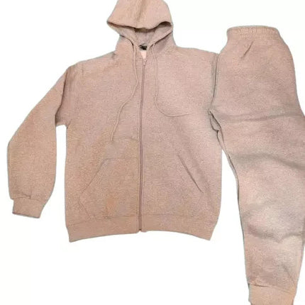 Mens Fleece Hoodie Contrast Top Bottom Gym Joggers Fitness Jogging Tracksuit Set