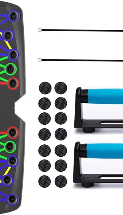 Portable Folding Push-Up Board with Handles & Resistance Bands