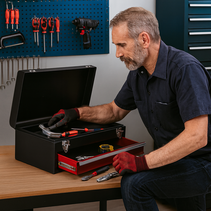 Lockable Tool box With 1 Drawer Portable Metal Tool Organizer Case Waterproof