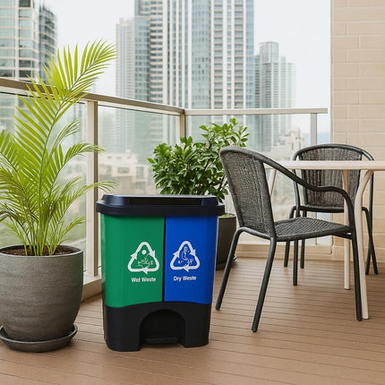 16L 20L 40L Recycling Pedal Bin Double Compartment Kitchen Waste Dustbin