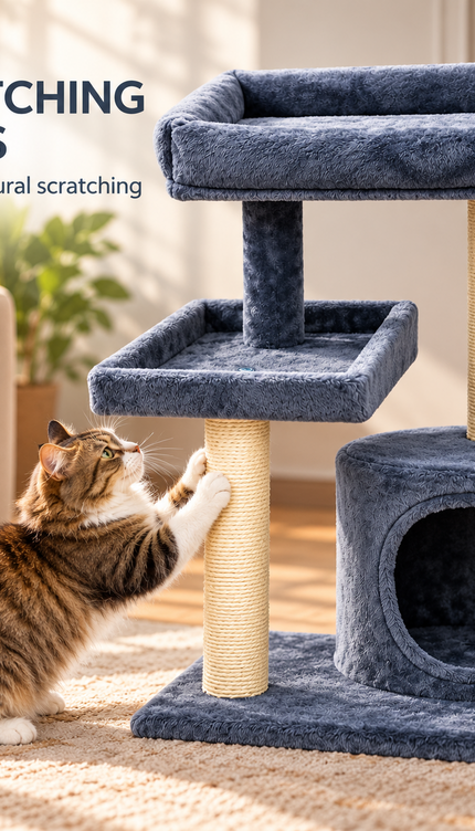 Mid-Height Cat Tree Tower 80CM Multi Level Activity Centre Sisal Scratching Post