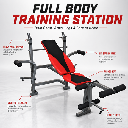Multi Functional Weight Bench Press Gym Adjustable Exercise Workout Bench Press