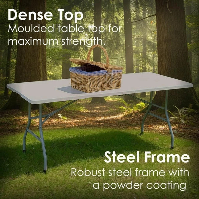 6ft Folding Table Portable Trestle Camping Picnic Party BBQ Garden Market Stall