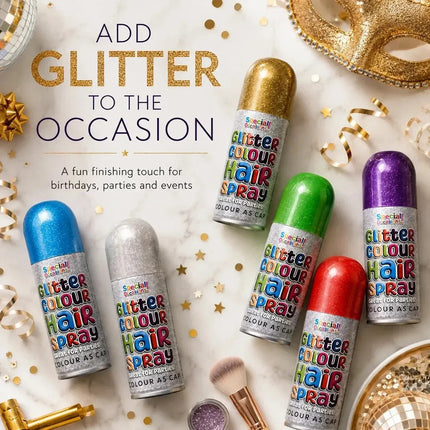 Temporary Hair Colour Spray 200ml Washable Glitter & Classic Dress Party Colours