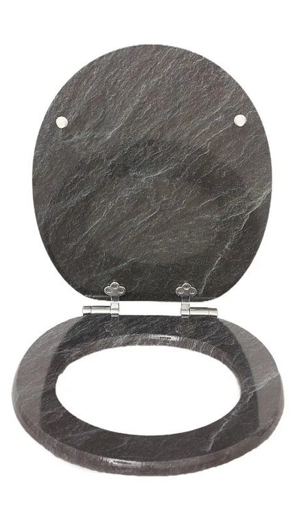 18'' Universal Wooden Toilet Seat Easy Fit Bathroom WC Seat with Fittings