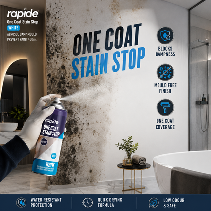 2x Stain Stop Spray Blocker 1-Coat White Aerosol Damp Mould Prevent Paint 400ml