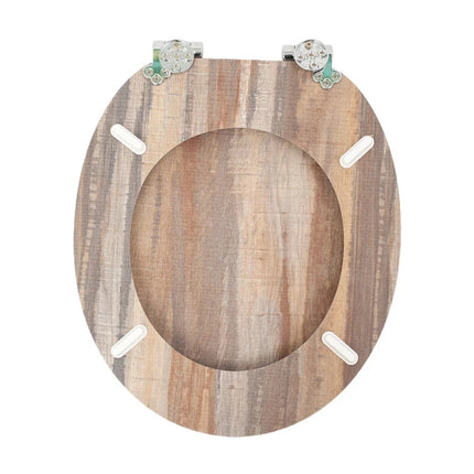 18'' Universal Wooden Toilet Seat Easy Fit WC Bathroom Seat with Strong Fixing