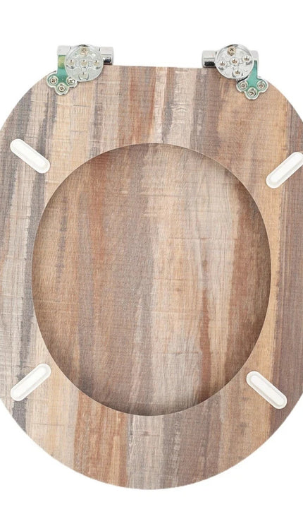 18'' Universal Wooden Toilet Seat Easy Fit WC Bathroom Seat with Strong Fixing