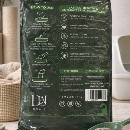Bentonite Cat Litter Fast Clumping 20L Unscented Dust Free Odour Control