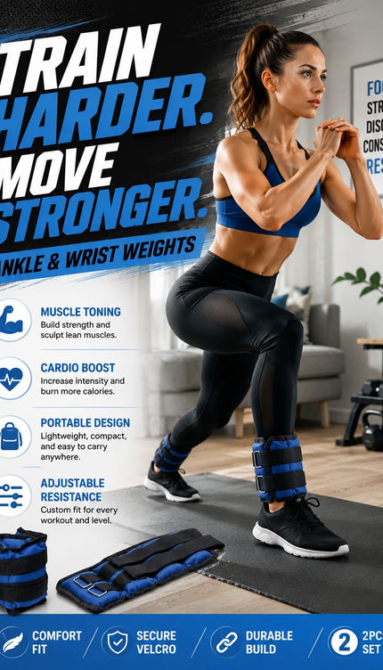 3Kg Ankle Wrist Leg Weights Straps 2 PCS Running Yoga Training Blue Straps