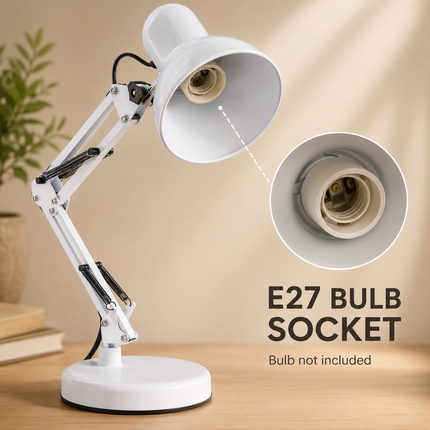 Adjustable Architect Desk Lamp E27 with Base & Clamp Metal Swing Arm Study Light