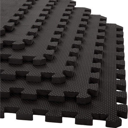 Black Interlocking Mat Yoga Exercise Gym Fitness Gymnastics Soft Foam  60x60cm