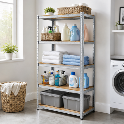 5 Tier Steel Garage Shelving Unit – Silver