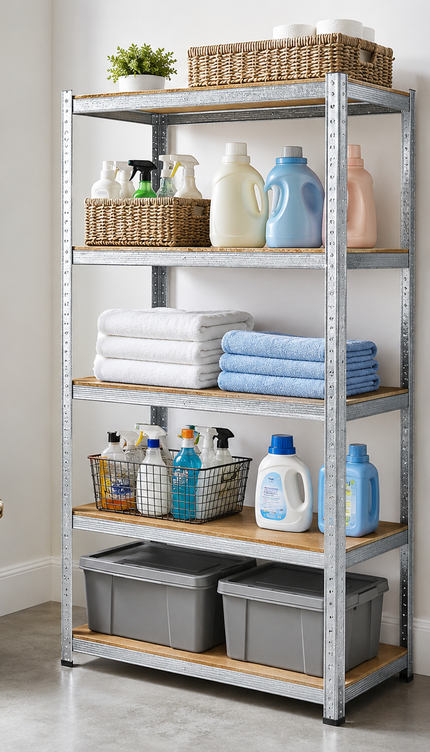 5 Tier Steel Garage Shelving Unit – Silver.