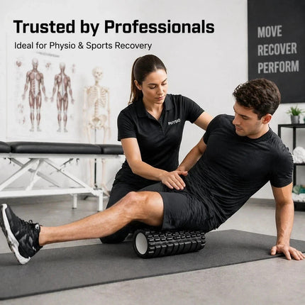 Foam Fitness Roller Black Deep Tissue Massage Grid Muscle Trigger Point Muscles