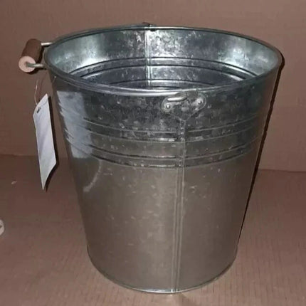 TRADITIONAL GALVANISED STRONG STEEL METAL BUCKET WITH WOODEN HANDLE 9L To 18L