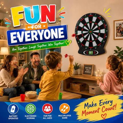 Electronic Dart Board Game LCD Digital Scoring Display Kids Dart Board, 43cm