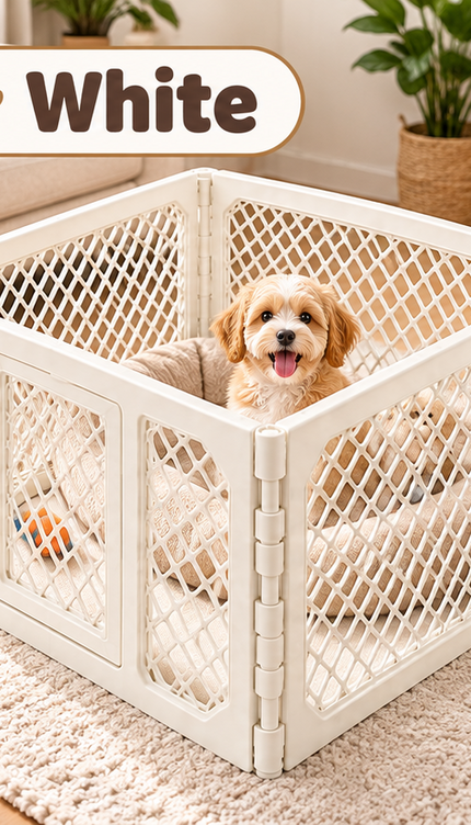4 Panel Puppy Dog Playpen Plastic Mesh Pet Fence Indoor Cat Rabbit Enclosure