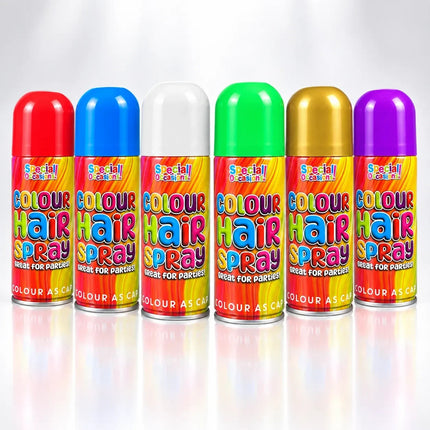 Temporary Hair Colour Spray 200ml Washable Glitter & Classic Dress Party Colours