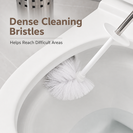 Toilet Brush and Holder Set Stainless Steel Bathroom WC Deep Cleaning Brush 38cm