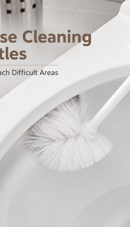 Toilet Brush and Holder Set Stainless Steel Bathroom WC Deep Cleaning Brush 38cm