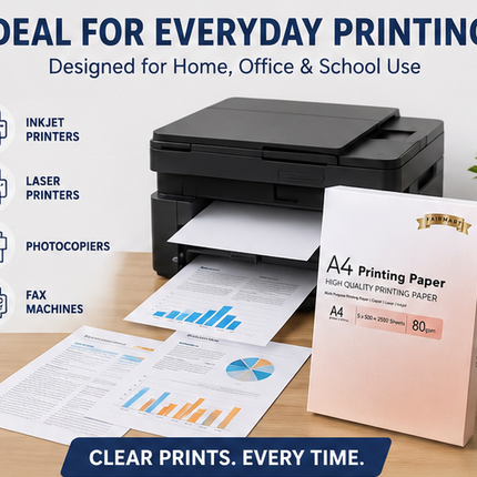 A4 Printer Paper White 80gsm Multipurpose 500 Sheets Inkjet Laser 1 Ream
