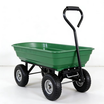 Garden Trolley Dump Cart Heavy Duty 300KG Tipping Wheelbarrow Truck Trailer 75L