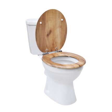 18" UNIVERSAL BATHROOM TOILET SEAT WOODEN EASY FIT WC SEAT WITH FITTINGS
