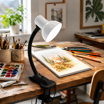 LED Desk Lamp Clip On Adjustable Office Bed Study Table Clamp Reading Light