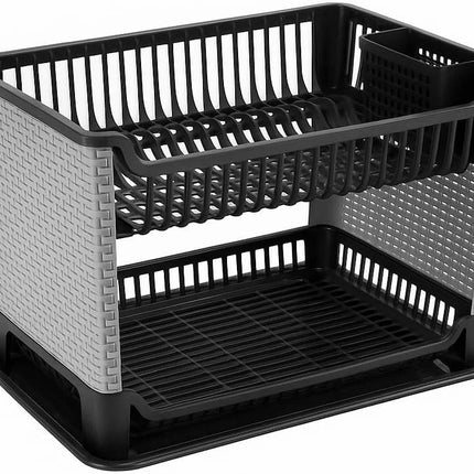 Dish Drying Rack Cup Drainer Plastic 2-Tier Strainer Holder Tray for Kitchen New