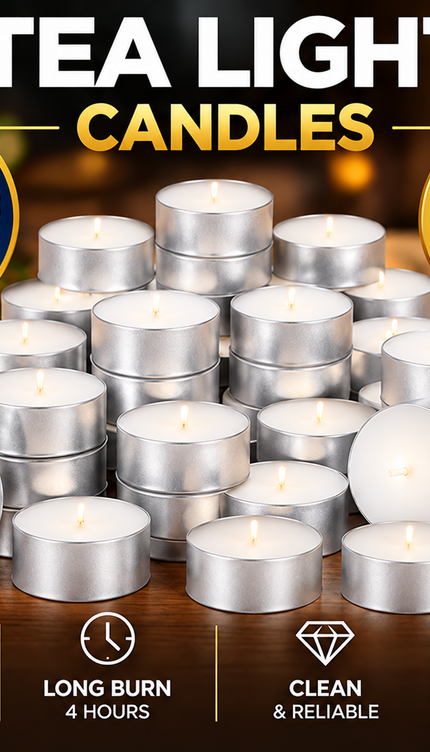 Tea Lights Wax Candles 4/8 Hour Long Burn White Unscented Tealights 200 Pack