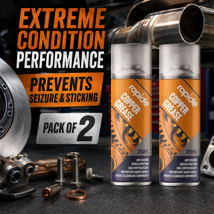 2x Rapide Copper Grease Spray 250ml Protects Lubricates Prevent Seizure Squeaks