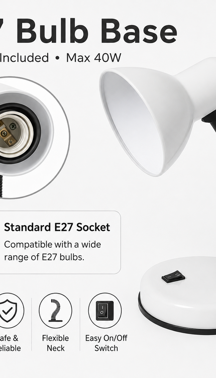 Classic Flexible Neck Desk Lamp E27 Max 40W