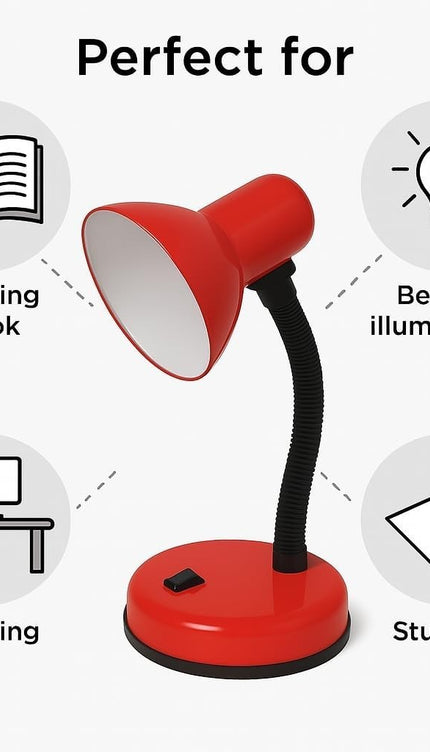 Study Desk Lamp Flexible Neck E27 40W Simple Design Study Work Room Home Light
