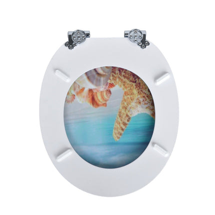 18" Universal Toilet Seat MDF Wooden Bathroom WC Easy Fit + Fittings Novelty
