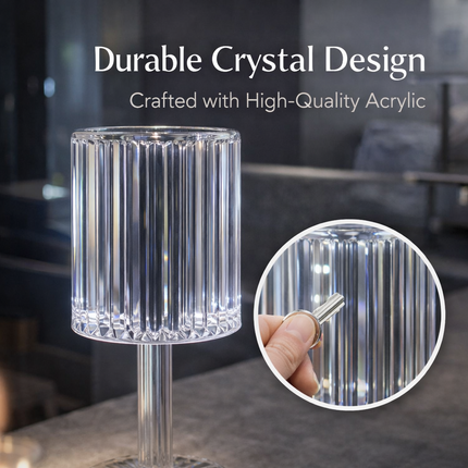 Crystal Touch Table Lamp 7 Color LED Rechargeable w/ Remote Desk Room Light