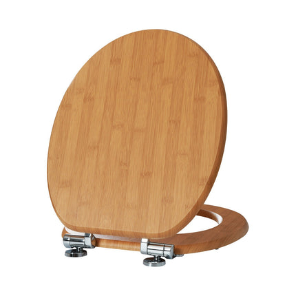 18" Universal Toilet Seat MDF Wooden Bathroom WC Easy Fit + Fittings Novelty