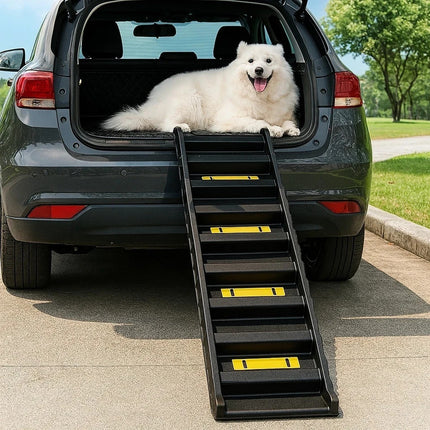 Foldable Pet Ramp Ladder – Easy Climb Stairs for Dogs Car Access Portable Design