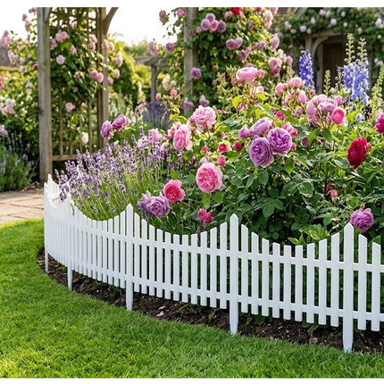 Lawn Border Fence 10PCS White Wood Effect Garden Edging Panels