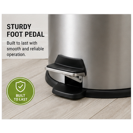 Pedal Bin 30L Stainless Steel Office Kitchen Bathroom Rubbish Waste Trash Can
