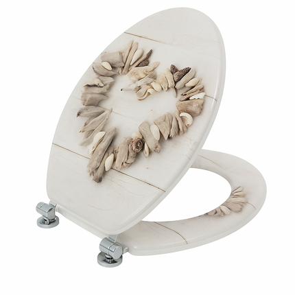 18" Universal Toilet Seat MDF Wooden Bathroom WC Easy Fit + Fittings Novelty