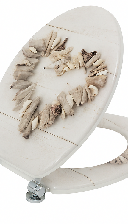 MDF Toilet Seat with Zinc Alloy Hinges – Assorted Colours & Designs