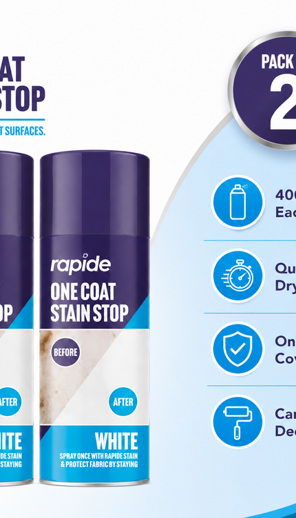 2x Stain Stop Spray Blocker 1-Coat White Aerosol Damp Mould Prevent Paint 400ml