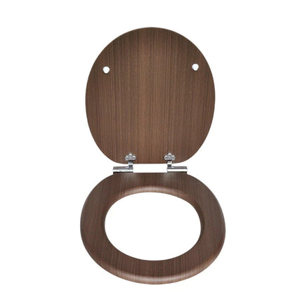 18'' Universal Bathroom Toilet Seat Wooden Easy Fit WC Seat with Fittings