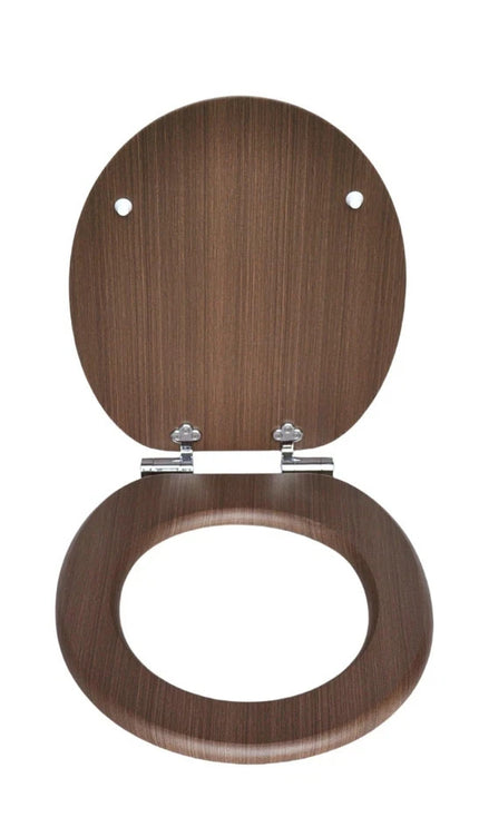 18'' Universal Bathroom Toilet Seat Wooden Easy Fit WC Seat with Fittings