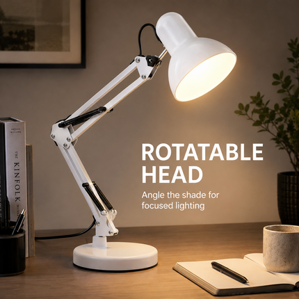Adjustable Architect Desk Lamp E27 with Base & Clamp Metal Swing Arm Study Light