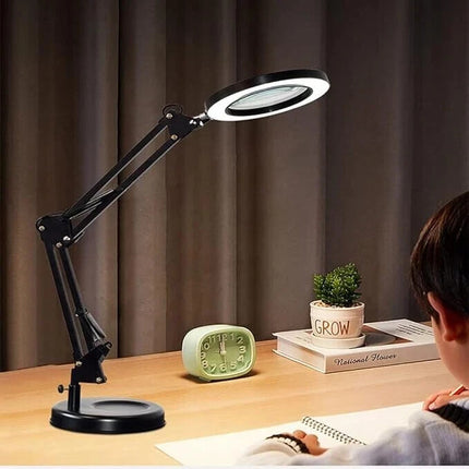 LED Magnifier Lamp 3X Glass with Desk Clamp Light 3 Color Modes Adjustable