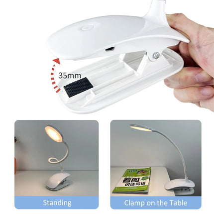 LED Clip Desk Lamp USB Powered Touch Dim 3 Modes Reading Study Bedside Office