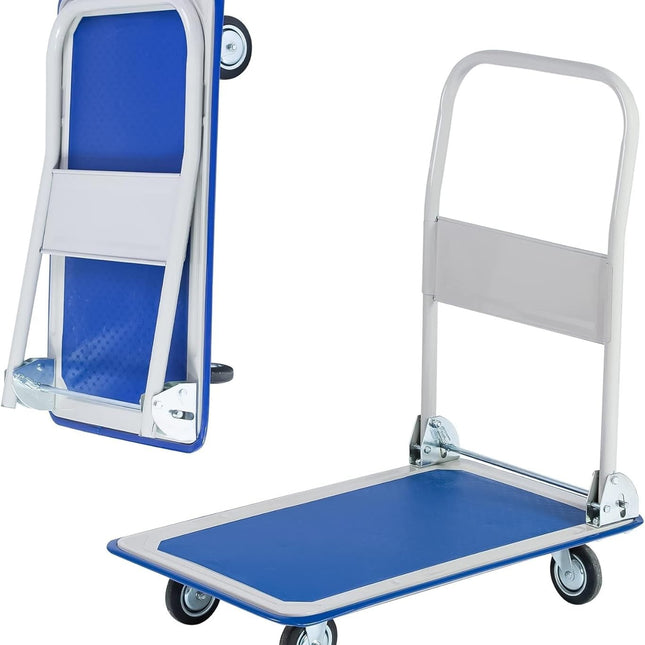 Folding Platform Trolley Cart Hand Truck Flatbed 300kg Heavy Duty Dolly Blue