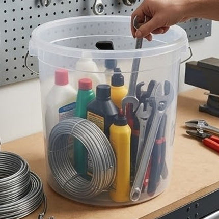 70L Storage Bucket Clear Plastic Multi Purpose Use Storage Organizer With Lid